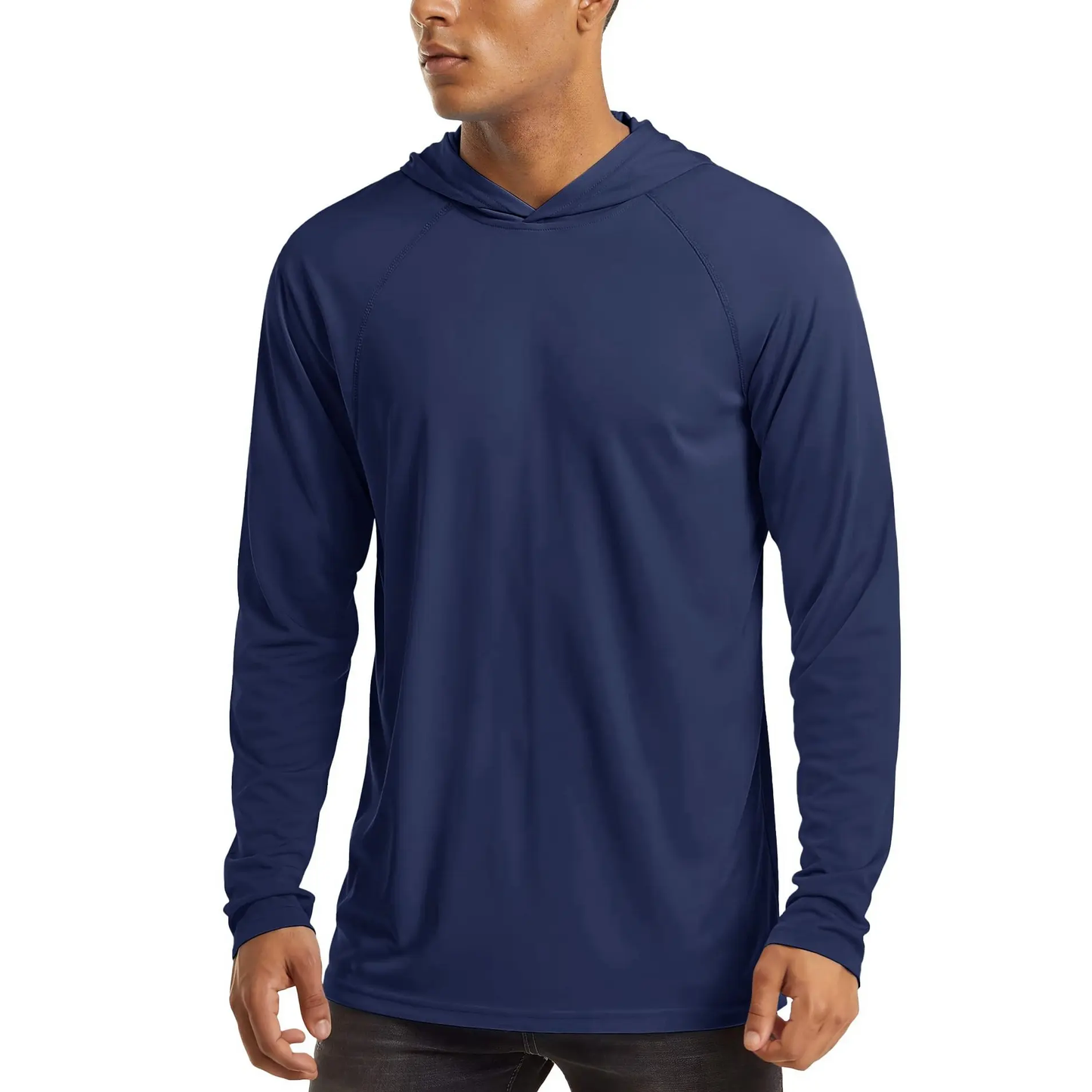 Men's Hooded UPF 50+ Long Sleeve Shirts Quick Dry Athletic Fishing Shirts Rash Guards