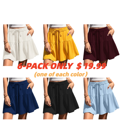 【LAST DAY SALE】Womens Linen Blend Wide Leg Flowy Culotte Shorts