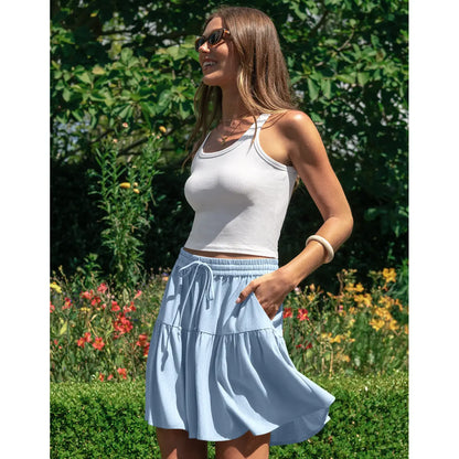 【LAST DAY SALE】Womens Linen Blend Wide Leg Flowy Culotte Shorts