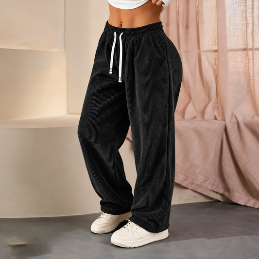 [Best sale ]Women's Solid Straight Leg Corduroy Bottoms-100% Cotton-NB