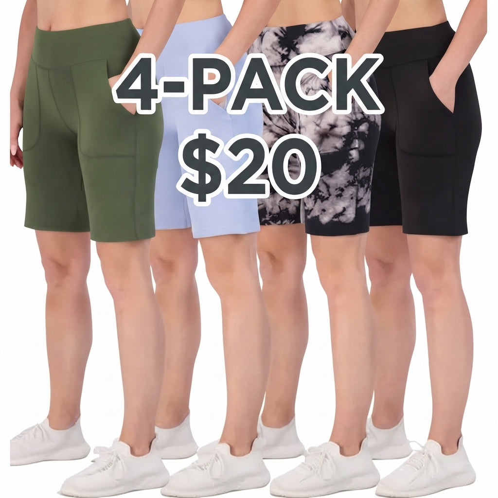 Women's 9" Bermuda Long High Waisted Shorts with Pockets Casual Workout Athletic (Available in Plus)