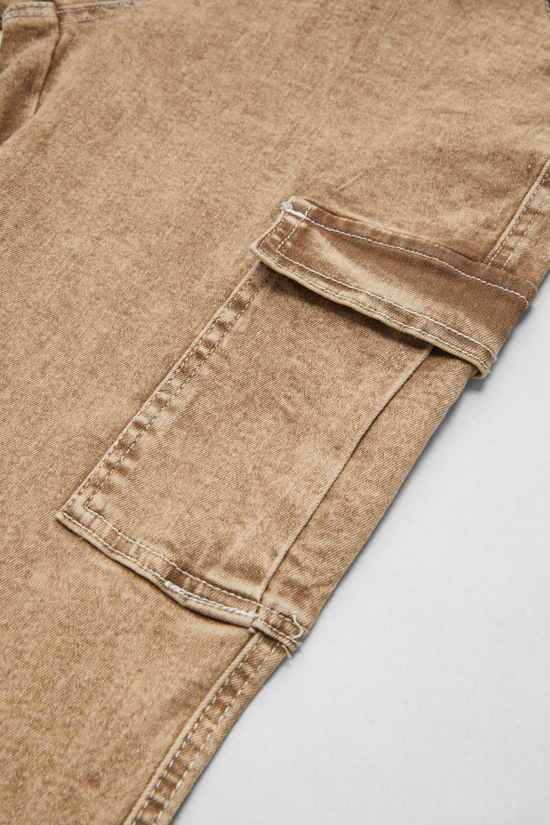 Wash Flap Pocket High Rise Bootcut Cargo Pants