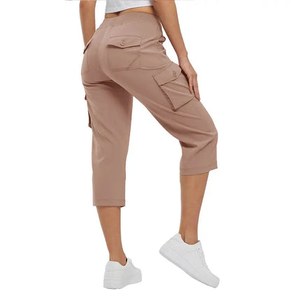Women's Plus Size Cargo Capri Pants – Lightweight Loose Fit Summer Pants