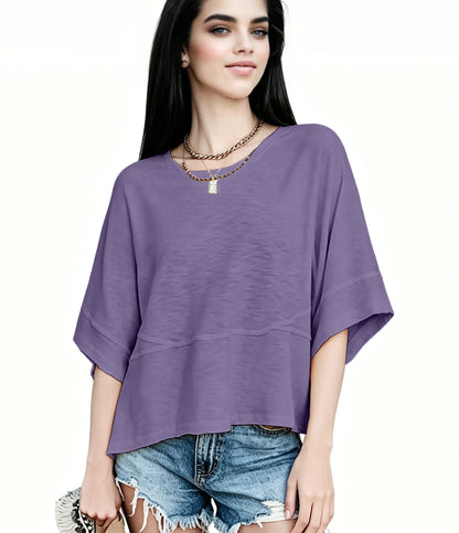 Women's Summer Casual Crewneck Batwing Half Sleeve T-Shirts
