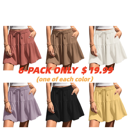 【LAST DAY SALE】Womens Linen Blend Wide Leg Flowy Culotte Shorts
