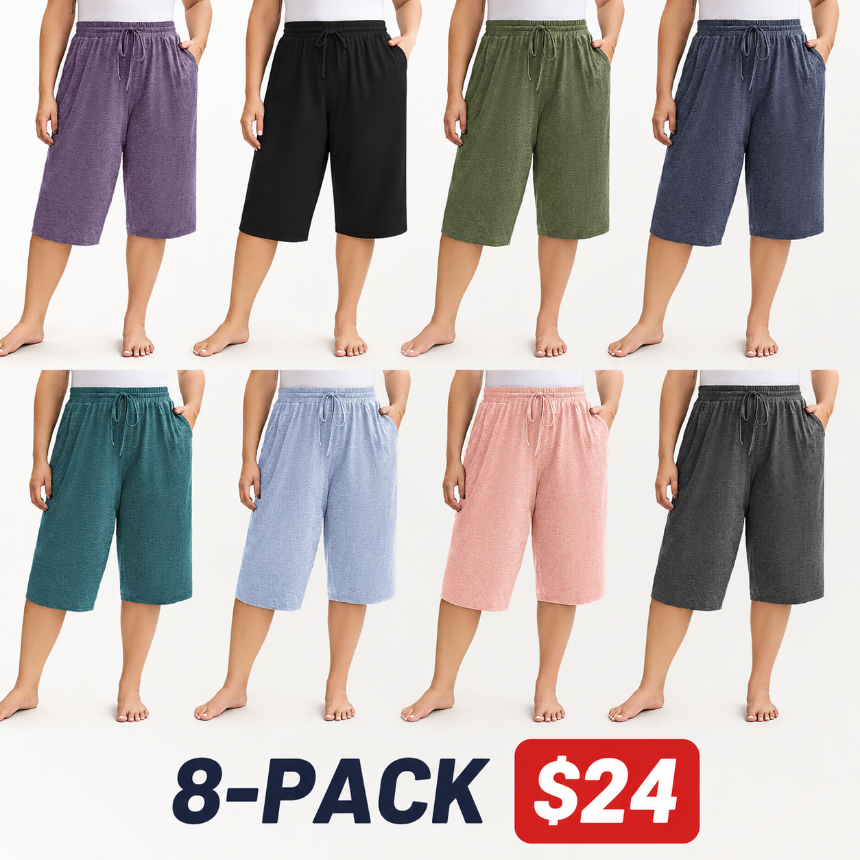 Plus Size Wide-Leg Capri Lounge Baggy Pants