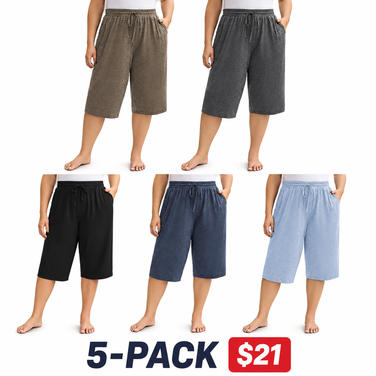 Plus Size Wide-Leg Capri Lounge Baggy Pants