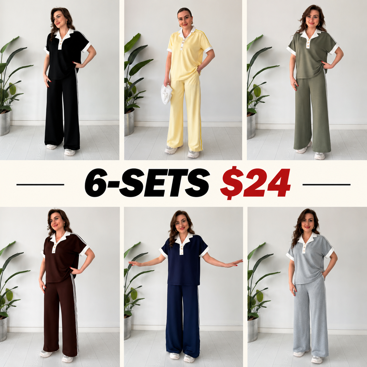 Women's Modal Knit Polo Lounge Set