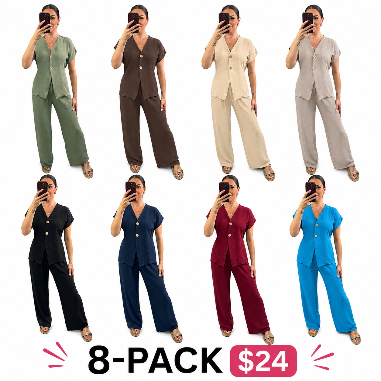 Women's Elegant Button Front Co-Ord Lounge Set