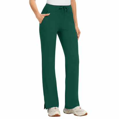 High Rise Yoga Scrub Pants Women - Straight Leg Uniform Pants with Cargo Pocket