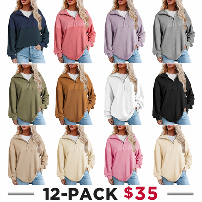 Women's Half-Zip Waffle Knit Tops