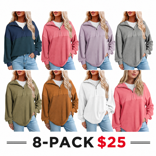 Women's Half-Zip Waffle Knit Tops