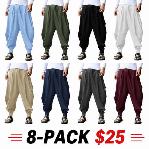 Men's Pants Hippie Harem Baggy Linen