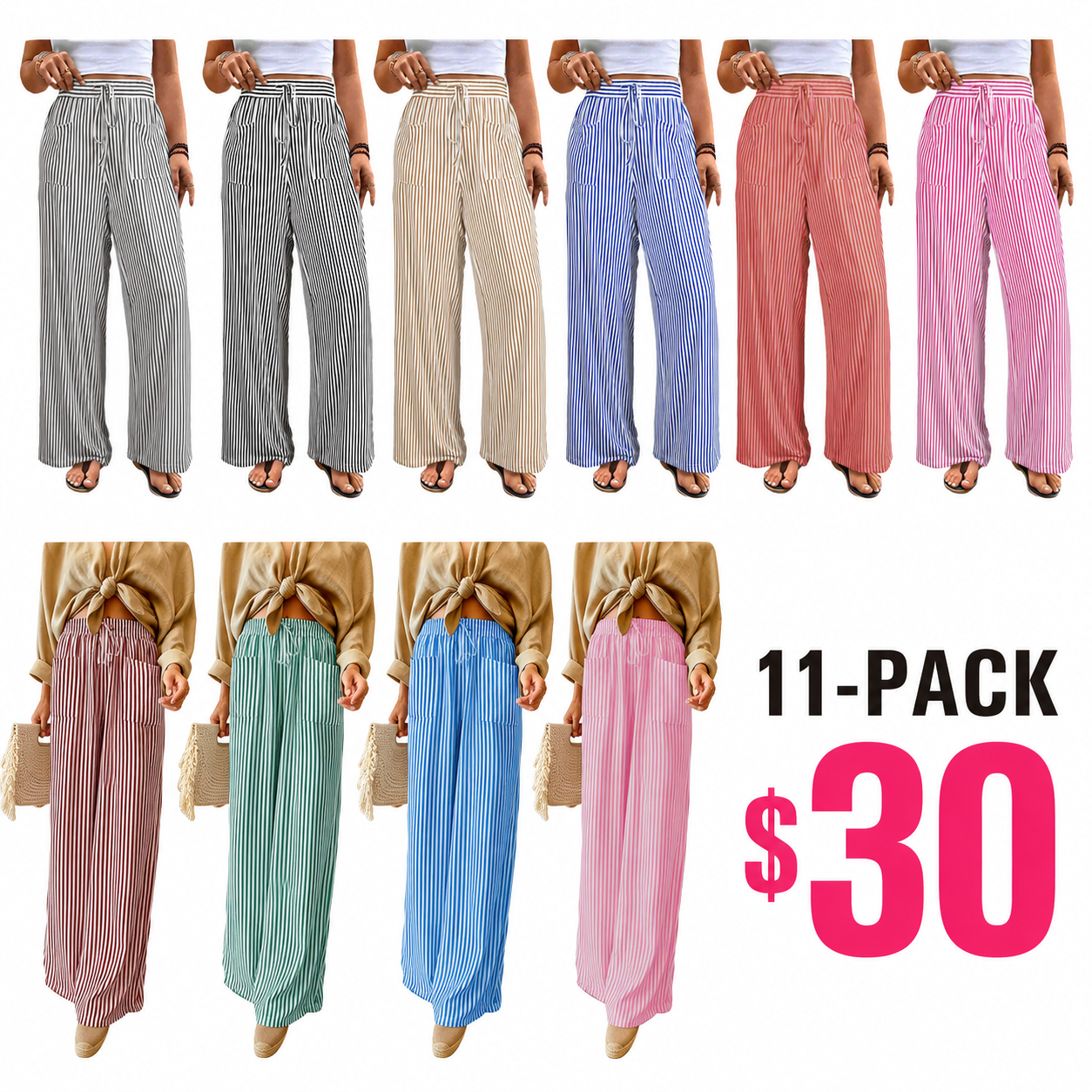 Womens Plus Size Wide Leg Pantswith Pockets