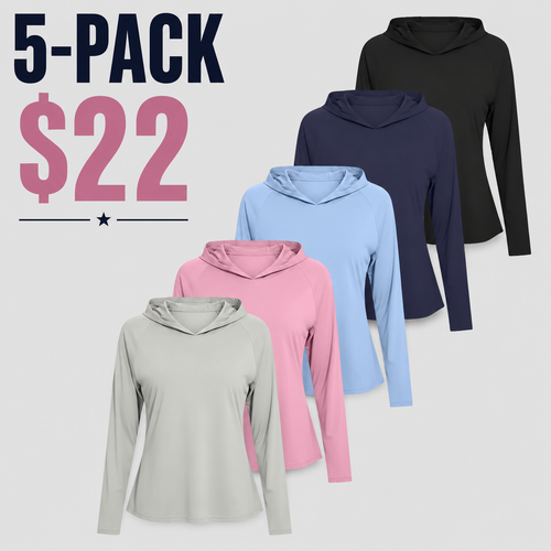 Women's 5-Piece Hoodie Set Soft Long-Sleeve T-Shirts