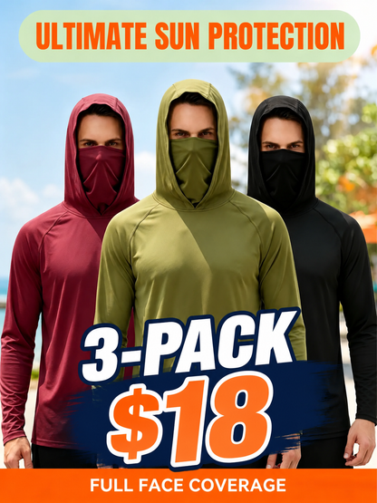 3-Piece Set Men's Hooded Sun Protection Sweatshirt