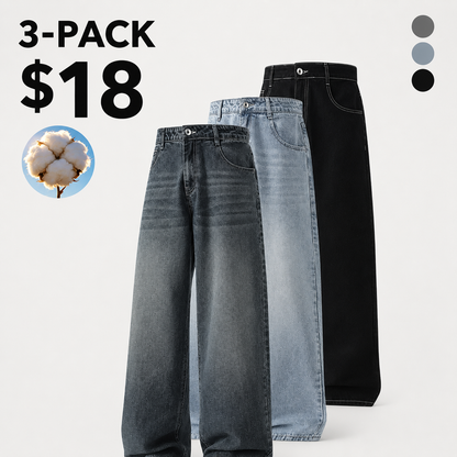 3-pack men’s cotton wide-leg jeans