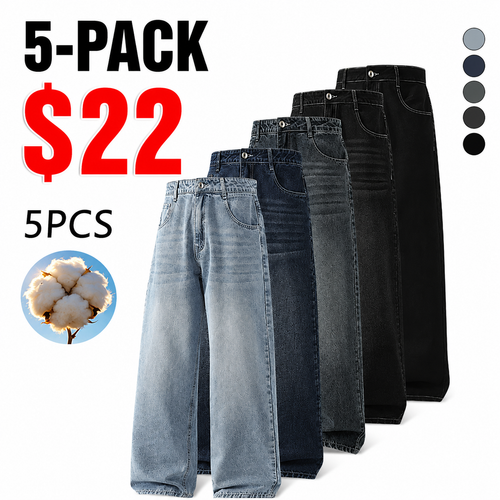 3-pack men’s cotton wide-leg jeans