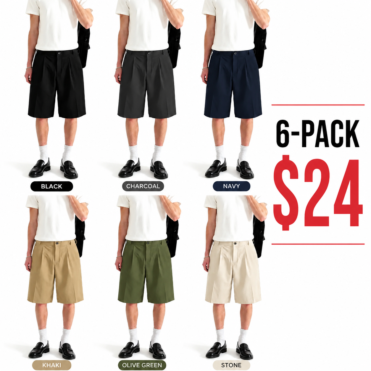 Men's Baggy Pleated Shorts Casual Summer Shorts