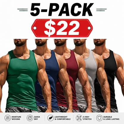 5-Pack Men’s Slim Fit Sports Tank Tops