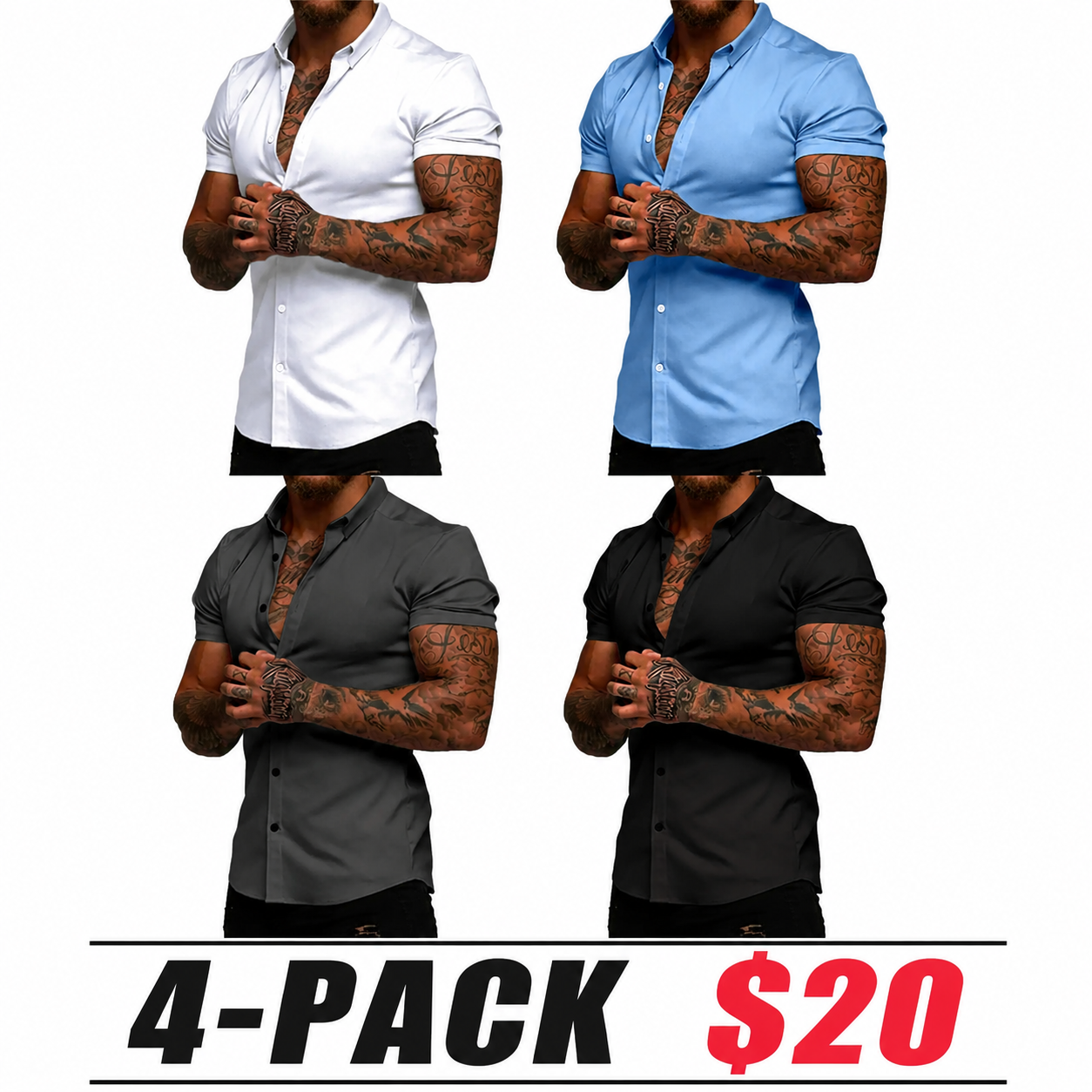 Mens Muscle Fit Dress Shirts