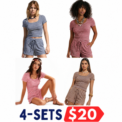 Women's Striped 2 Piece Set