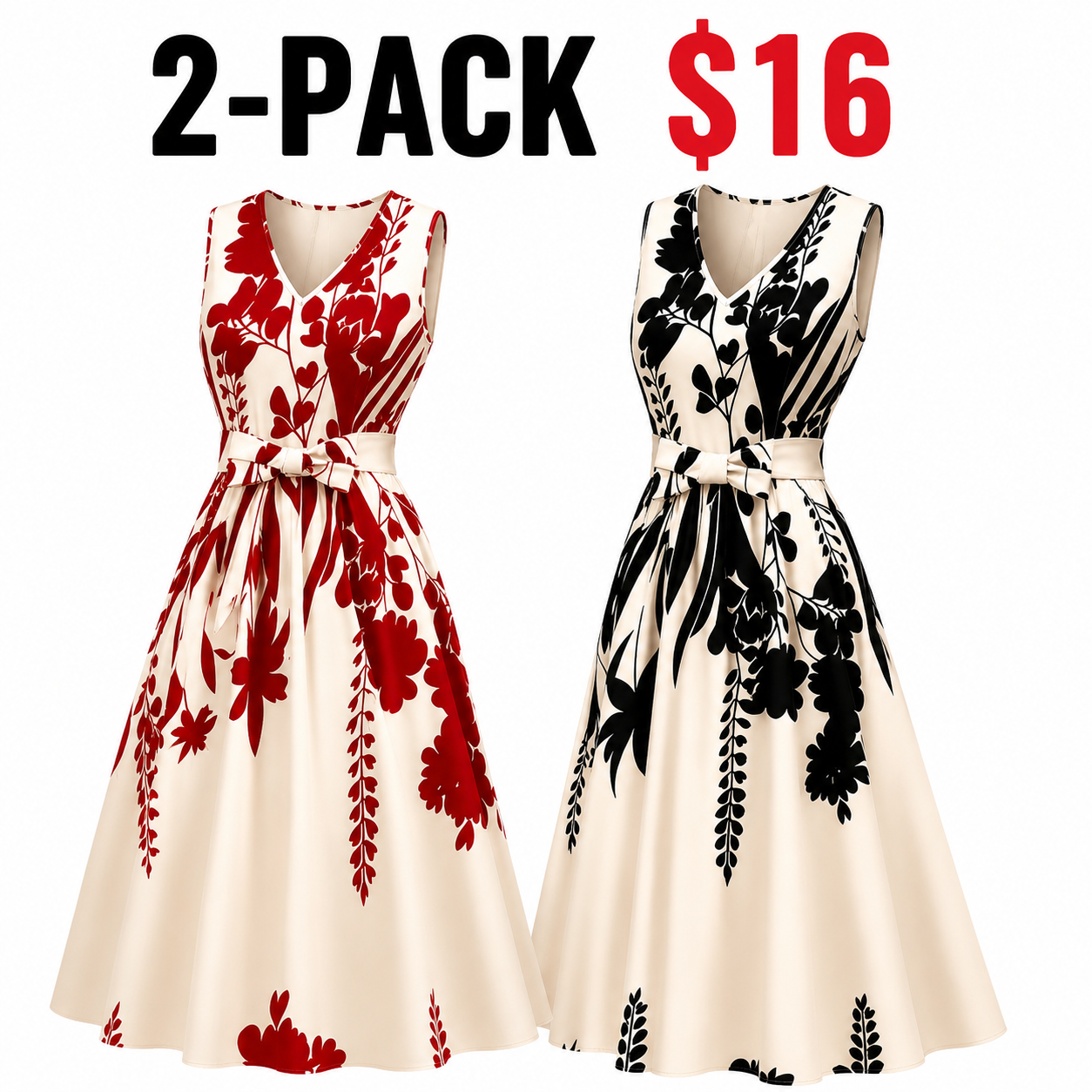 Women's Fashion Casual Chic Floral Print Sleeveless Dress