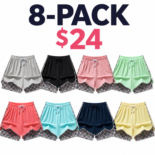 Set of 3 women’s casual athletic shorts featuring elastic waistband with lining