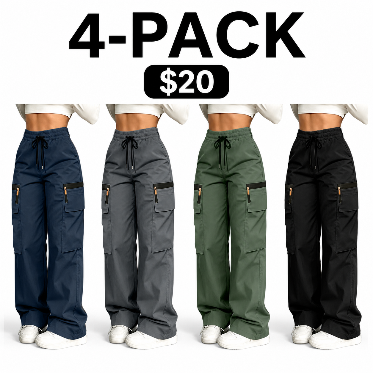 Women’s lightweight loose cargo pants with multiple pockets