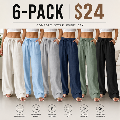Women’s 6-pack solid-color loose casual pants