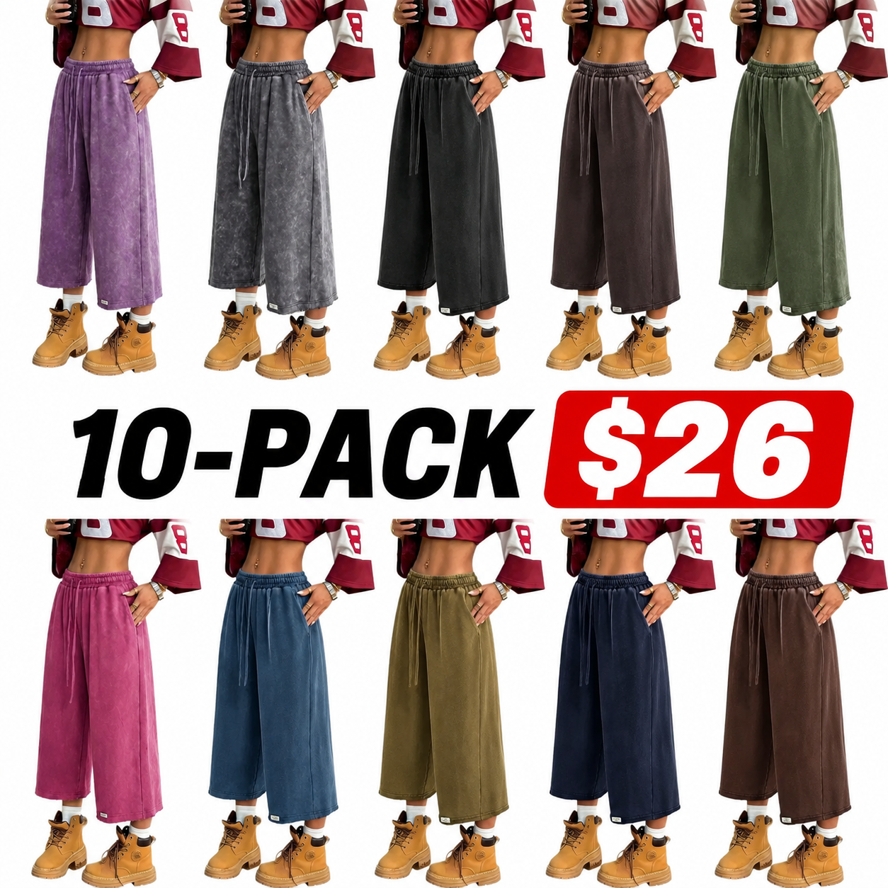 Women's Washed Wide Leg Sweat Shorts with Pockets