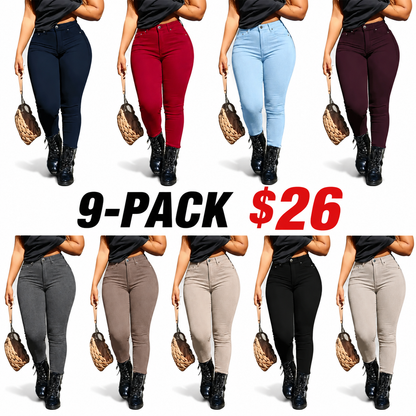 Women's Button-Fly Skinny Pants with Pockets