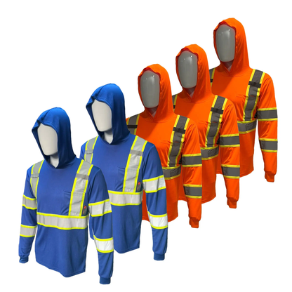 5 PACK SHIRT ST908 High Visibility Hoodie Long Sleeve Safety Shirt
