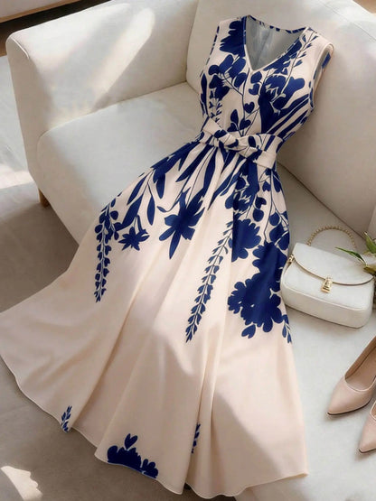 Women's Fashion Casual Chic Floral Print Sleeveless Dress