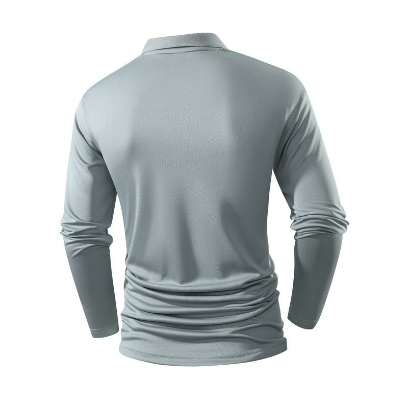 Four-piece men’s casual set featuring a long-sleeve quick-dry polo shirt for golf and tennis