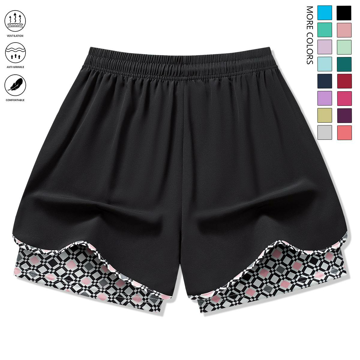 Set of 3 women’s casual athletic shorts featuring elastic waistband with lining