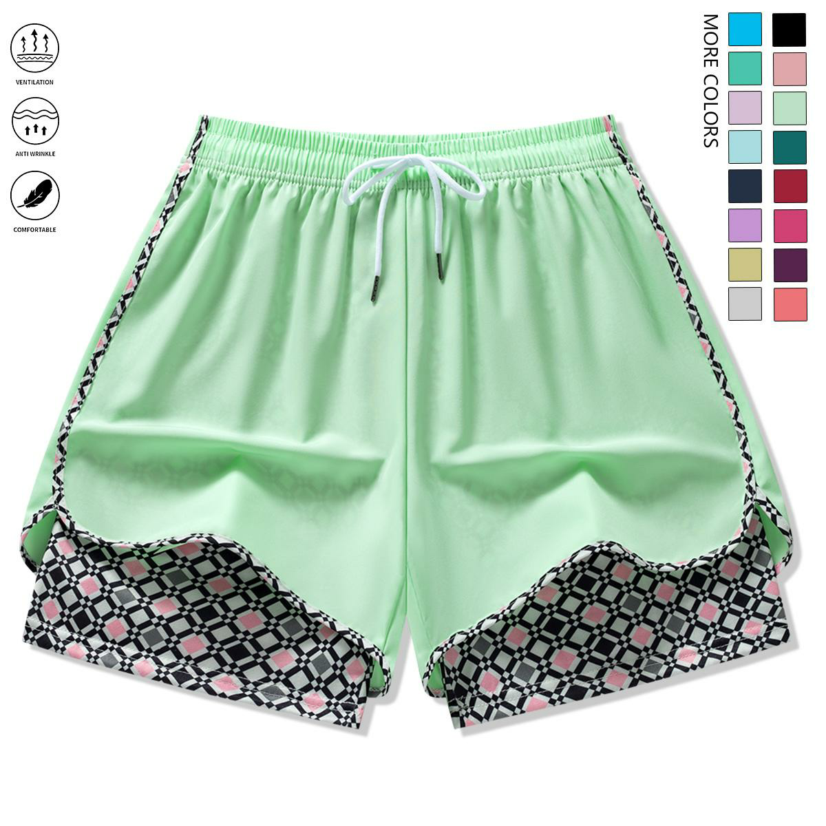 Set of 3 women’s casual athletic shorts featuring elastic waistband with lining