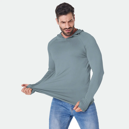 Men's Dry Fit Athletic Shirt Long Sleeve Fishing Hoodies Workout Tops