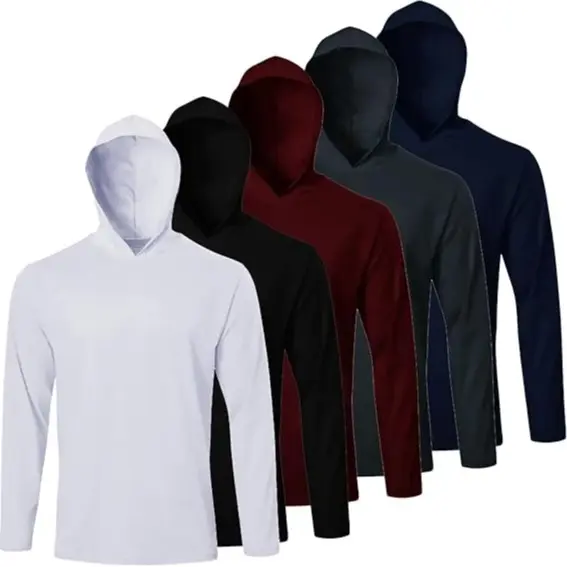 Men UPF 50+ Sun Protection Hoodie Long Sleeve T Shirts Pack Quick Dry Shirt