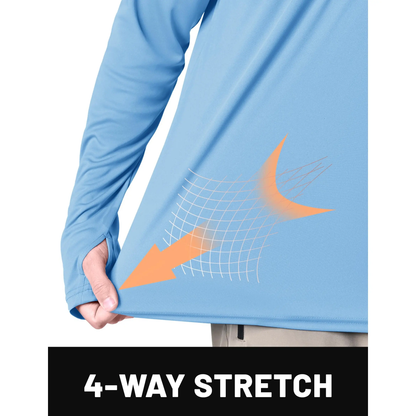 Men's Hooded UPF 50+ Long Sleeve Shirts Quick Dry Athletic Fishing Shirts Rash Guards
