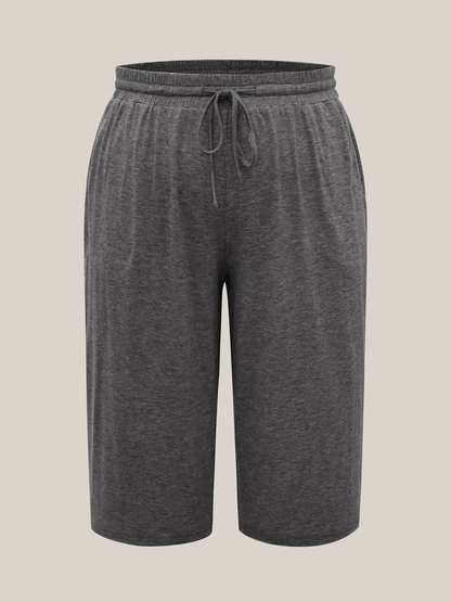 Plus Size Wide-Leg Capri Lounge Baggy Pants