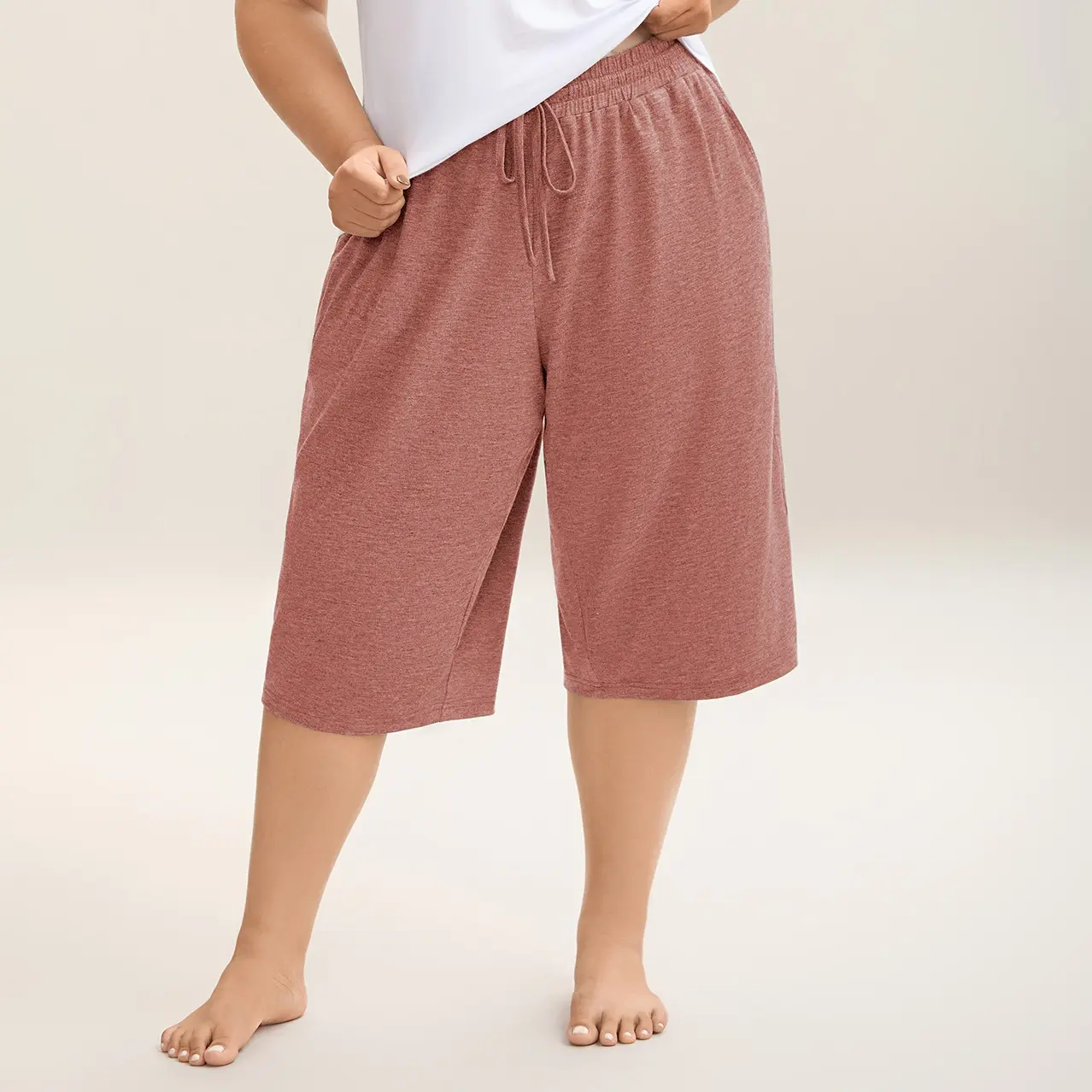 Plus Size Wide-Leg Capri Lounge Baggy Pants