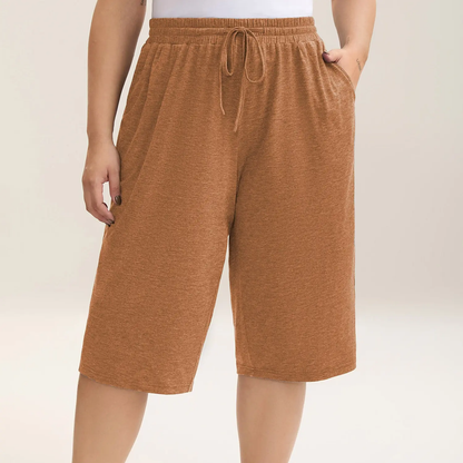 Plus Size Wide-Leg Capri Lounge Baggy Pants