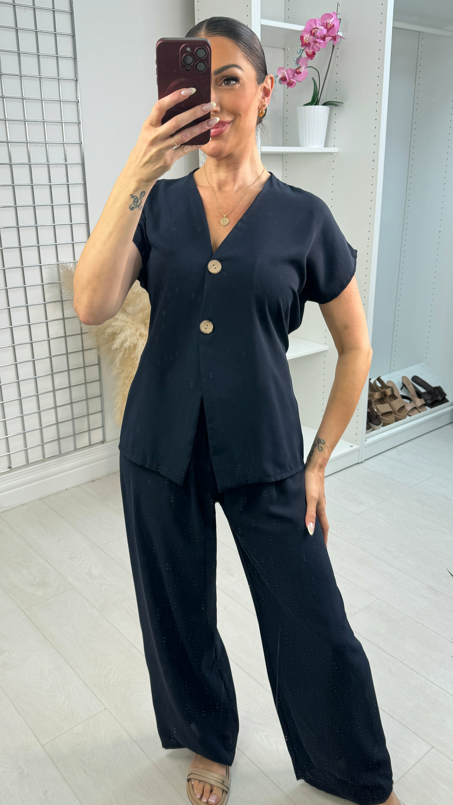 Women's Elegant Button Front Co-Ord Lounge Set
