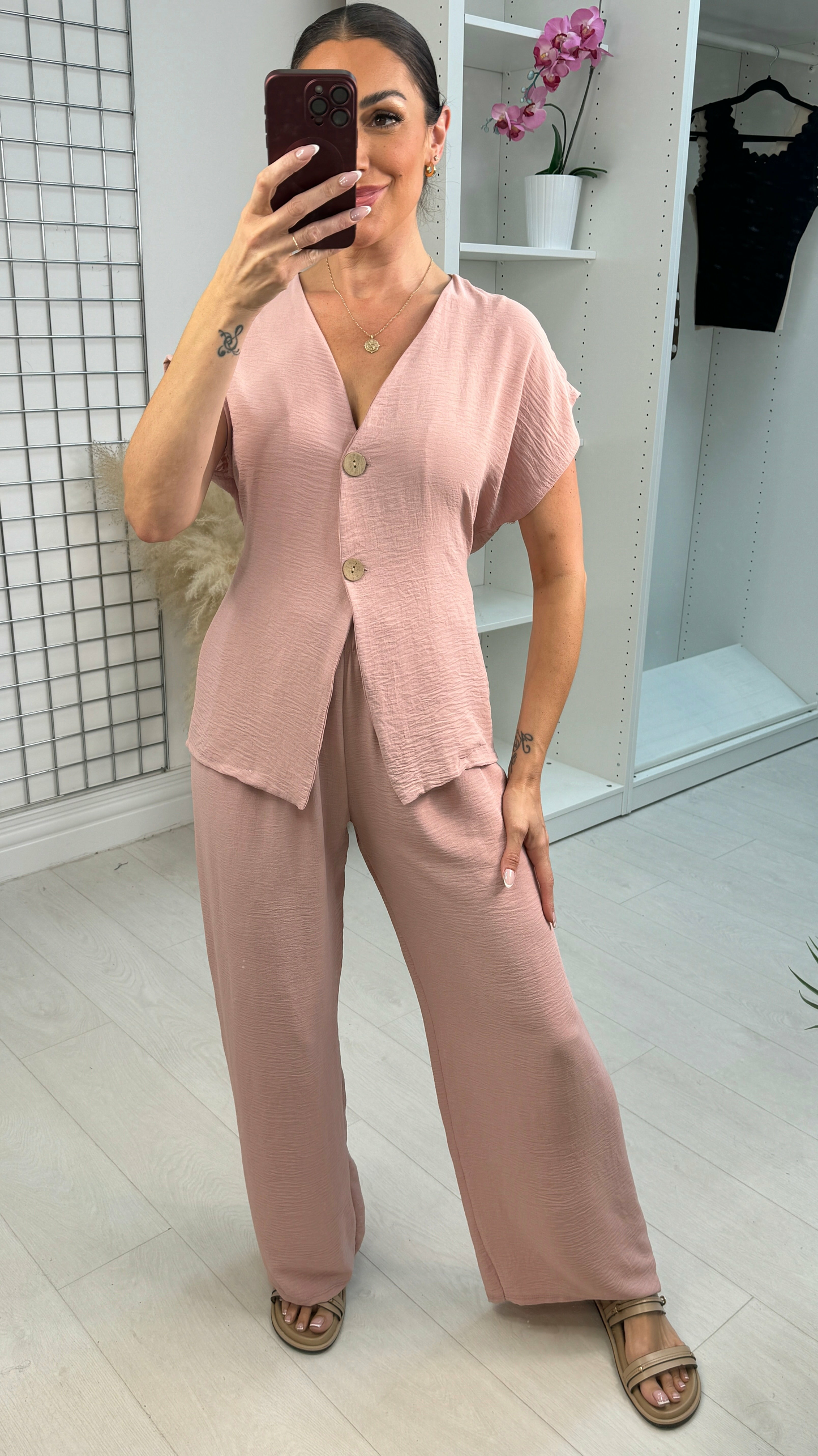 Women's Elegant Button Front Co-Ord Lounge Set