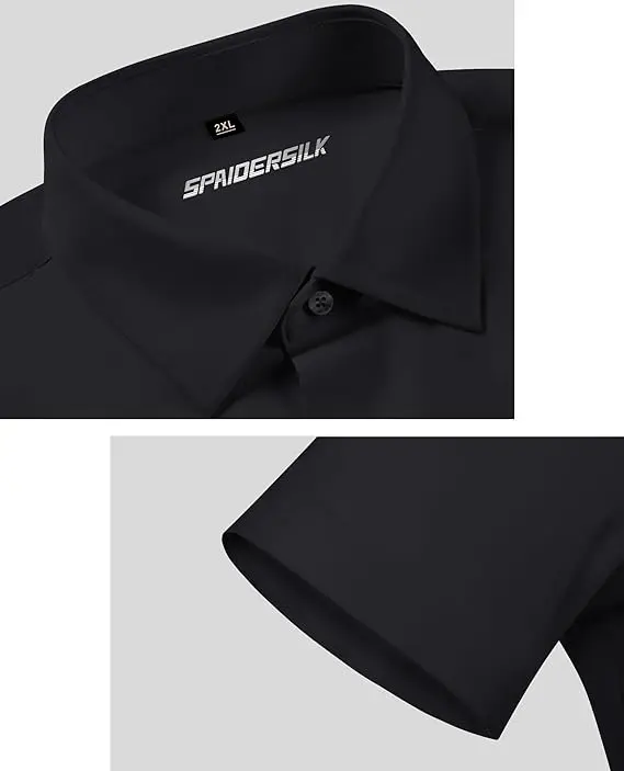Men's Stretch Dress Shirts Short Sleeve Slim Fit