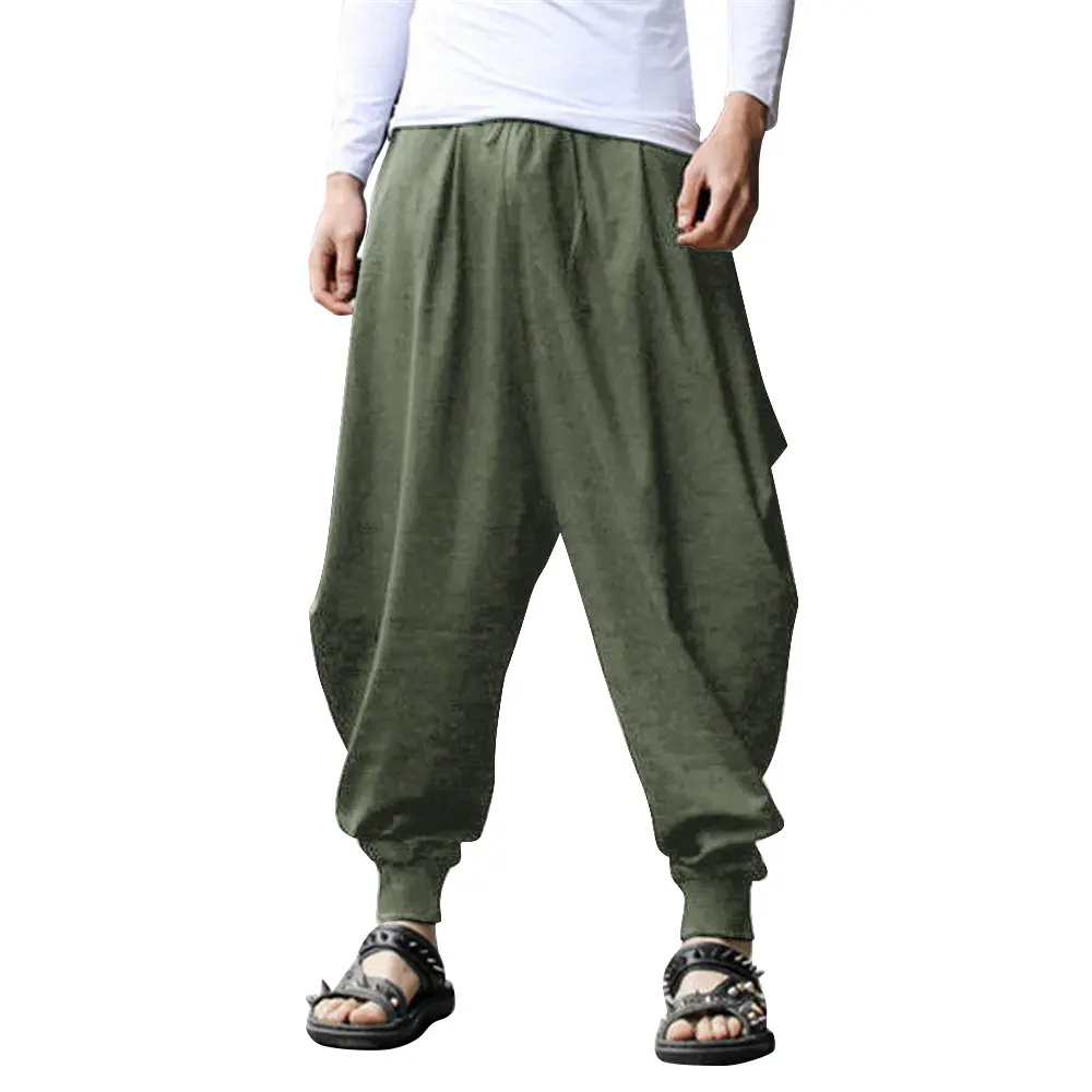 Men's Pants Hippie Harem Baggy Linen