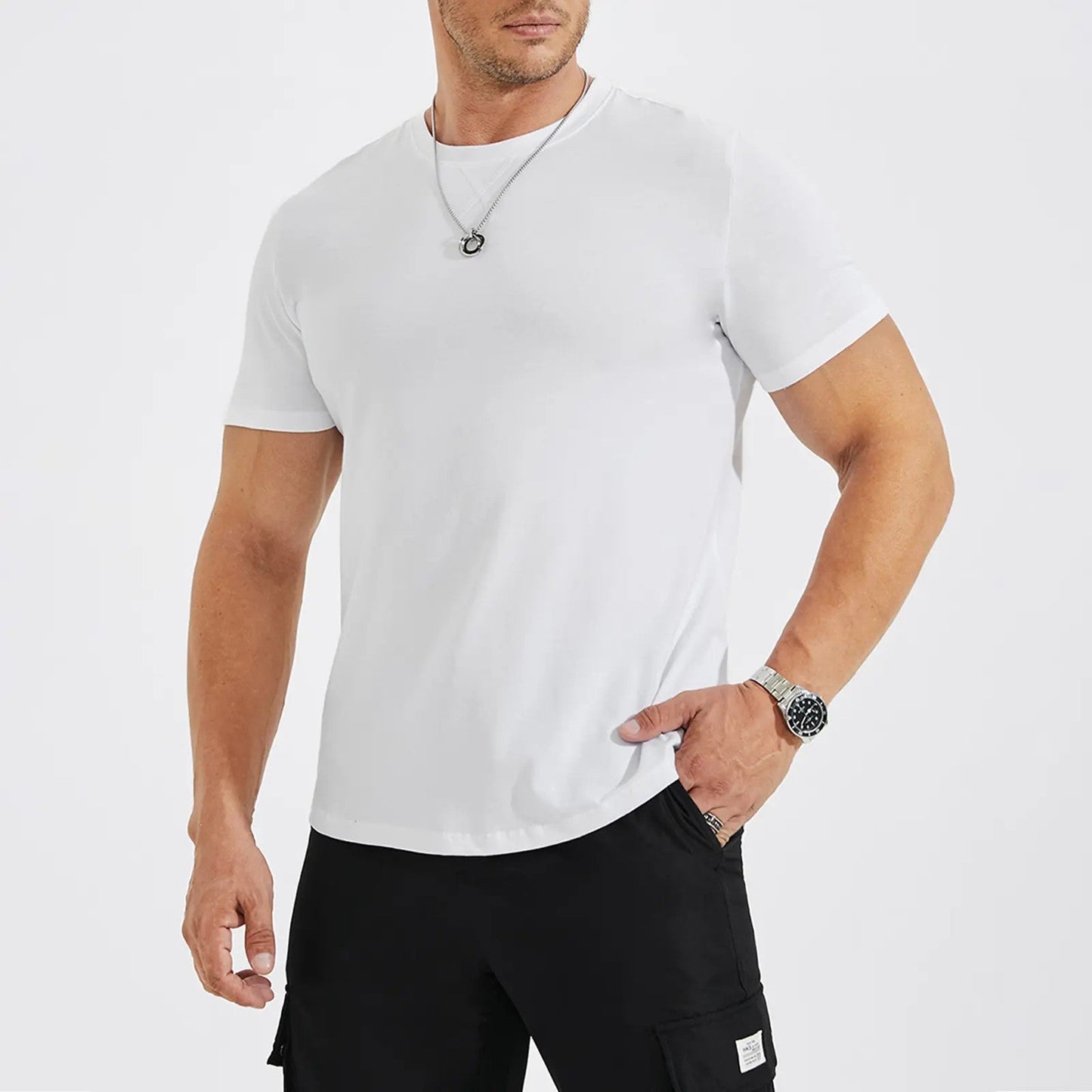 Mens 3 Pack Cotton Hipster Hip Hop Longline Crewneck T-Shirt