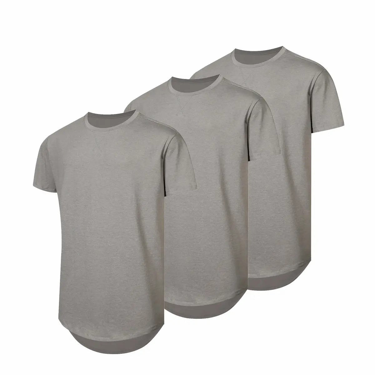 Mens 3 Pack Cotton Hipster Hip Hop Longline Crewneck T-Shirt