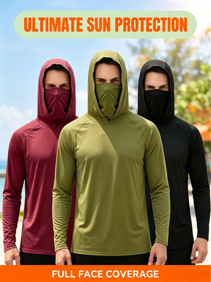 3-Piece Set Men's Hooded Sun Protection Sweatshirt